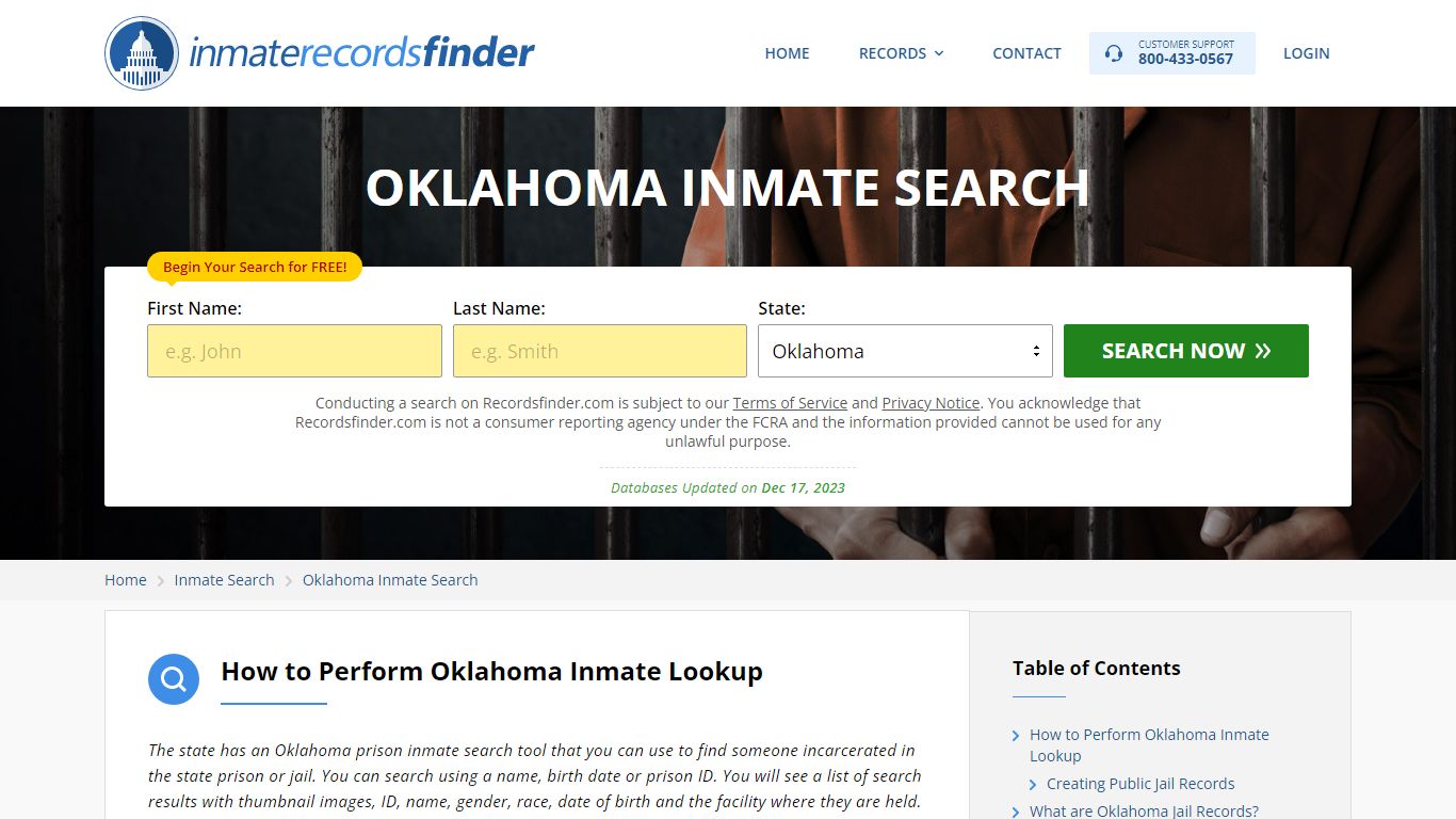 Oklahoma Inmate Search - Jail & Prison Records Online